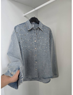 Koszula jeans biżu  8956