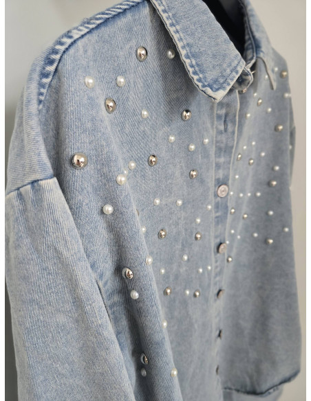 Koszula jeans biżu  8956 2