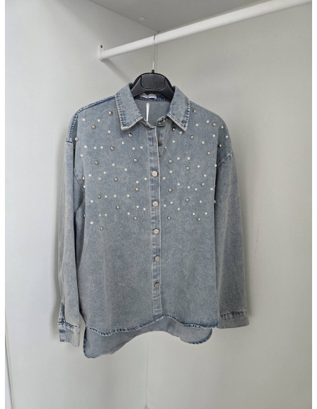 Koszula jeans biżu  8956