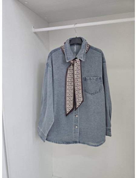 Koszula jeans z apaszką  8922