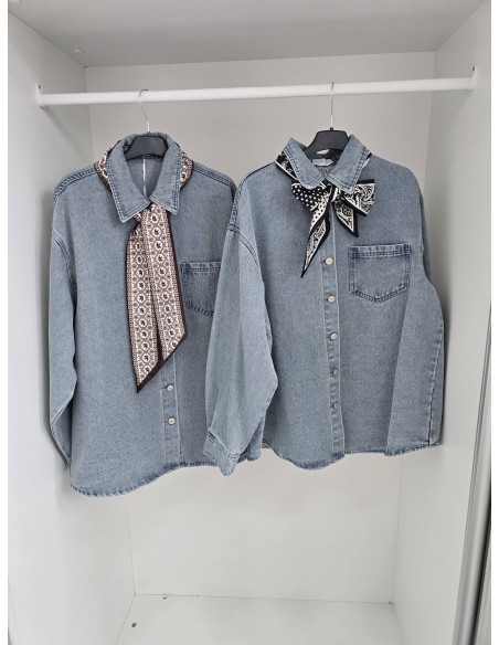 Koszula jeans z apaszką  8922