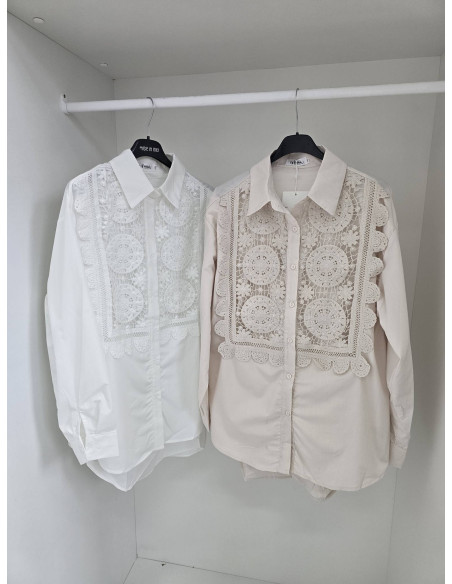 Koszula z koronkową aplikacją  338