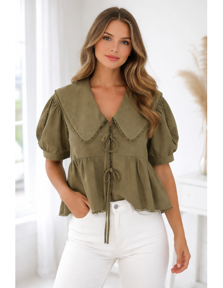 Lniana koszula   z kołnierzem 10853