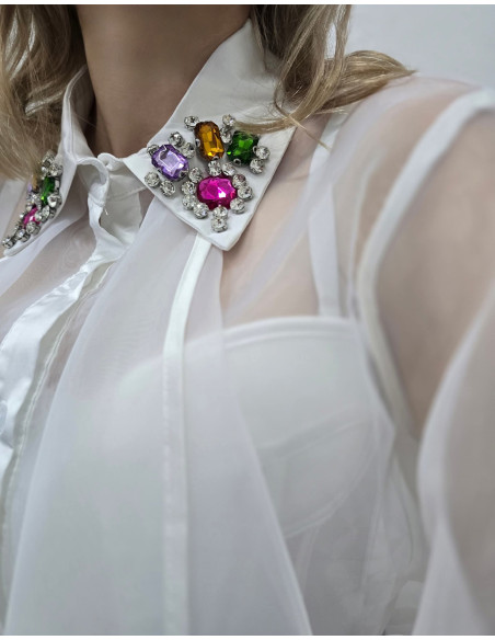 Szyfonowa koszula biżu 2635