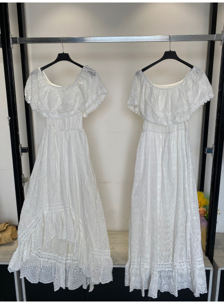 Sukienka boho hiszpanka 18062 biała