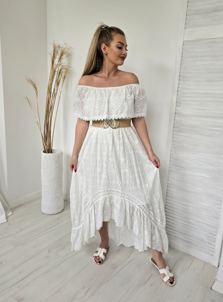 Sukienka boho hiszpanka 18062 biała