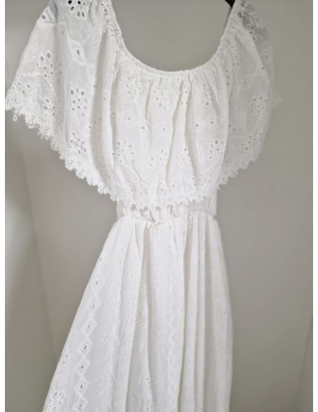 Sukienka boho hiszpanka 18062 biała