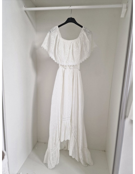 Sukienka boho hiszpanka 18062 biała