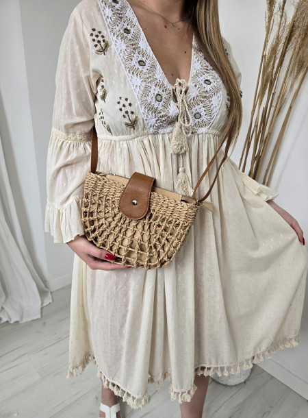 Sukienka boho 21174 krem