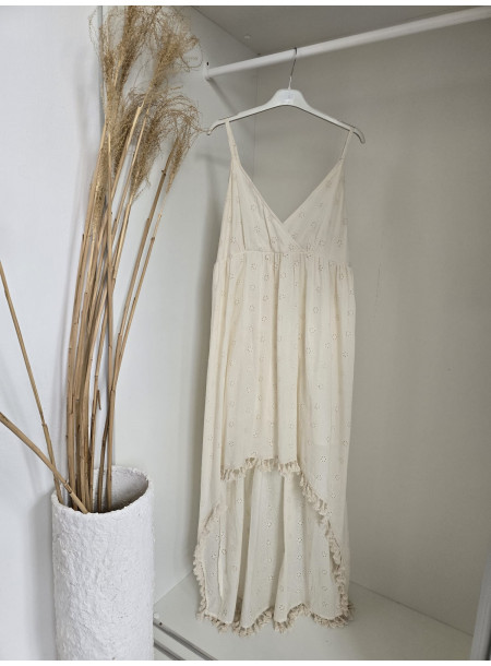 Sukienka asymetryczna boho 21163 krem