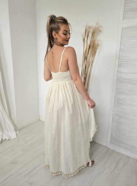Sukienka asymetryczna boho 21163 krem