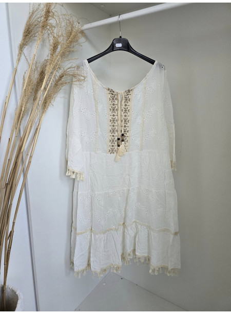 Sukienka boho 103 biała