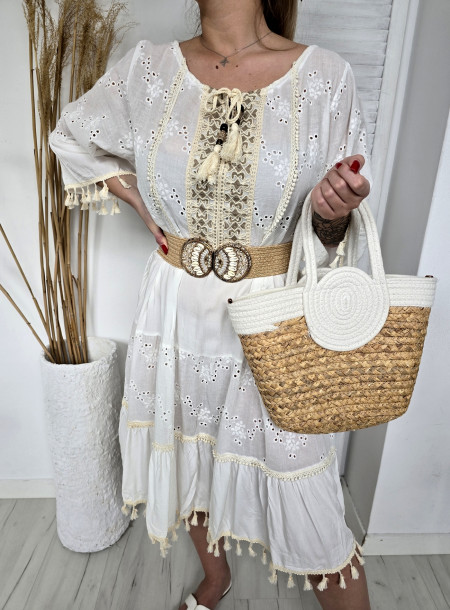 Sukienka boho 103 biała 2