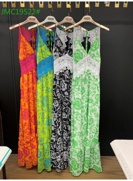 Sukienka z gipiurą 19522 pomarańczowa 2