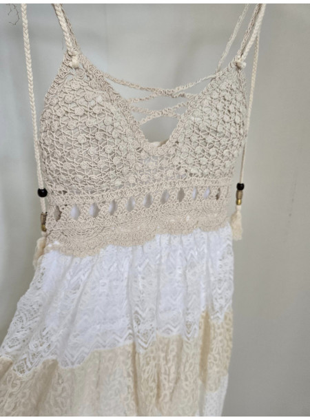 Sukienka boho 102 biała 2