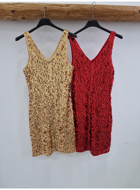 Cekinowa sukienka 08-W czerwona