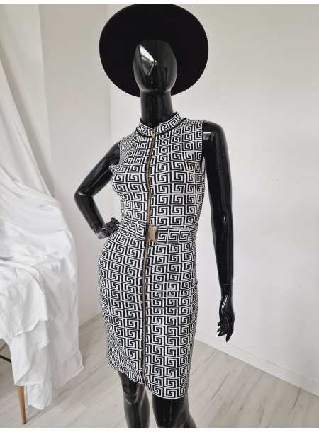 Wiskozowa sukienka pasek 93285 beżowa 2