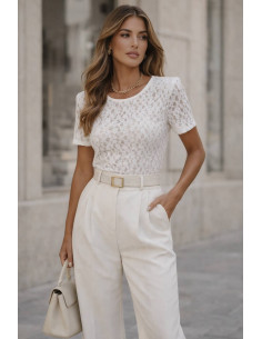 Koronkowe body z poduszkami na ramionach  3792