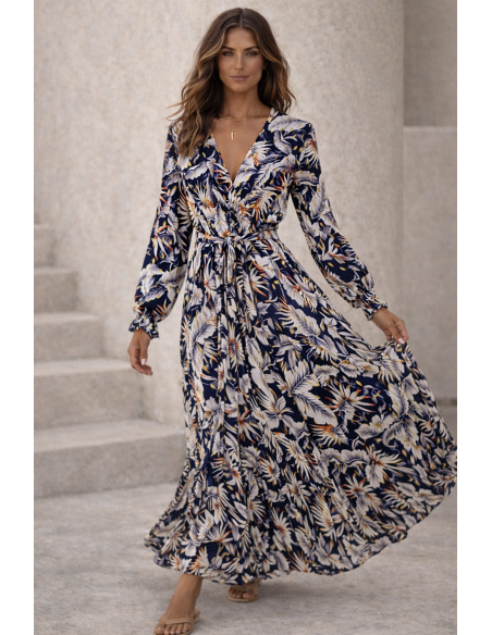 Wiskozowa sukienka maxi 309 granat