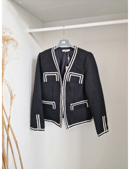 Tweedowy żakiet V127 czarny 2