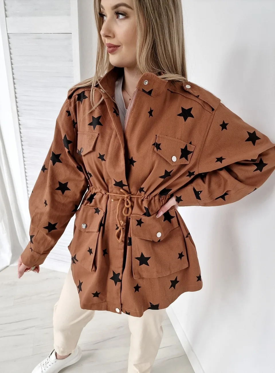 Parka oversize Star 8982 brązowa